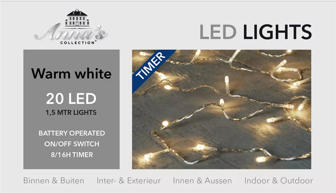 LED LIGHTS 20LIGHTS 1,5M WARM WEISS FÜR INNEN & AUSSEN, LED Lichterkette +  Batterie betrieben