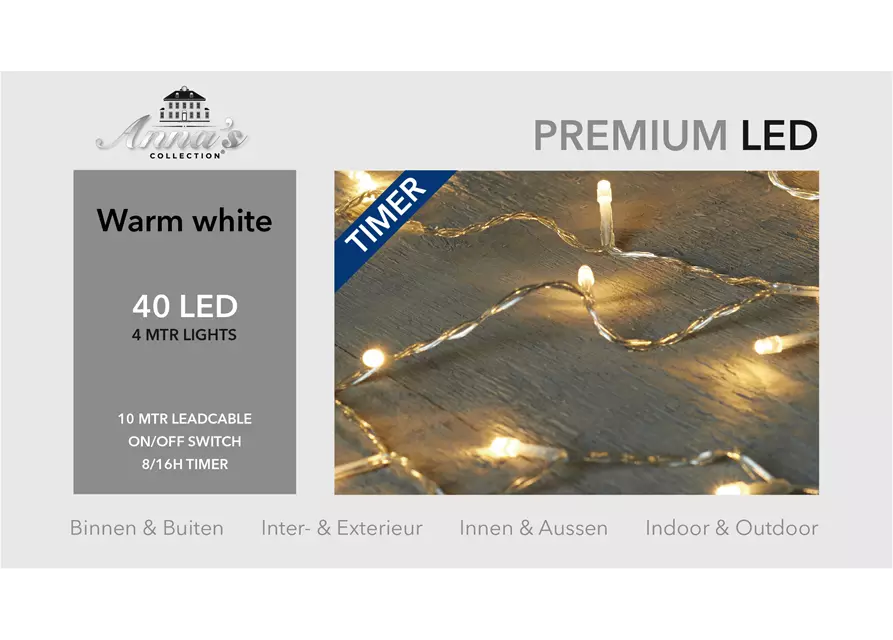 PREMIUM LED 40 Lights - 4 Meter LED WARM WEISS  für Innen & Außen