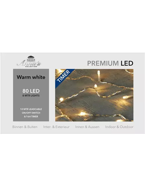 LED KETTE PREMIUM 8M 80LIGHTS WARM WEISS FÜR INNEN & AUSS