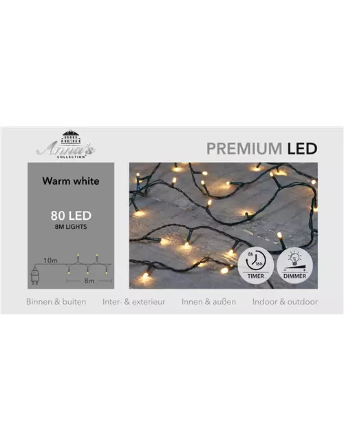 PREMIUM LED 80LIGHTS 8M LED, warm-weiß, für IINNEN & AUSSEN