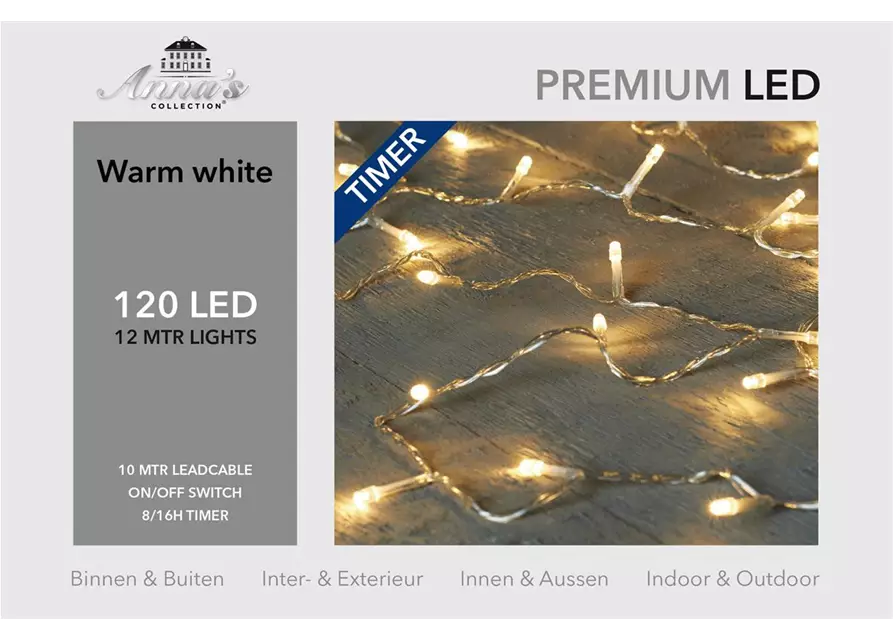 LED Kette Premium transparent warm weiß 120 Lights 12m