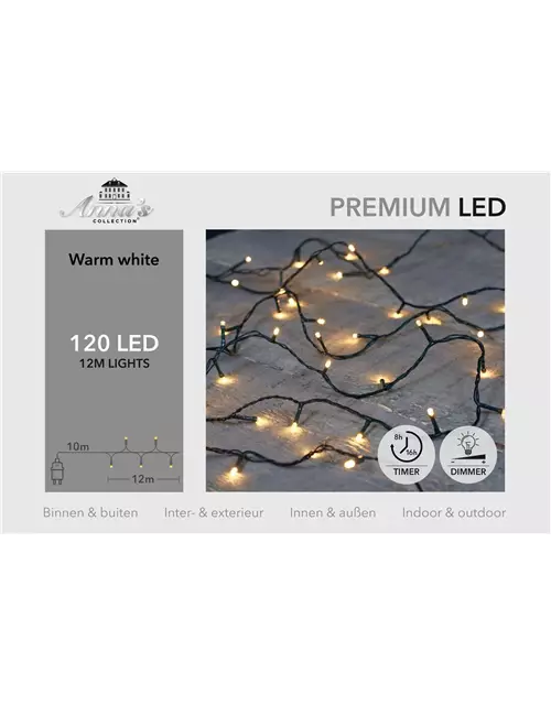 PREMIUM LED 120Lights, 12M, WARM WEISS 