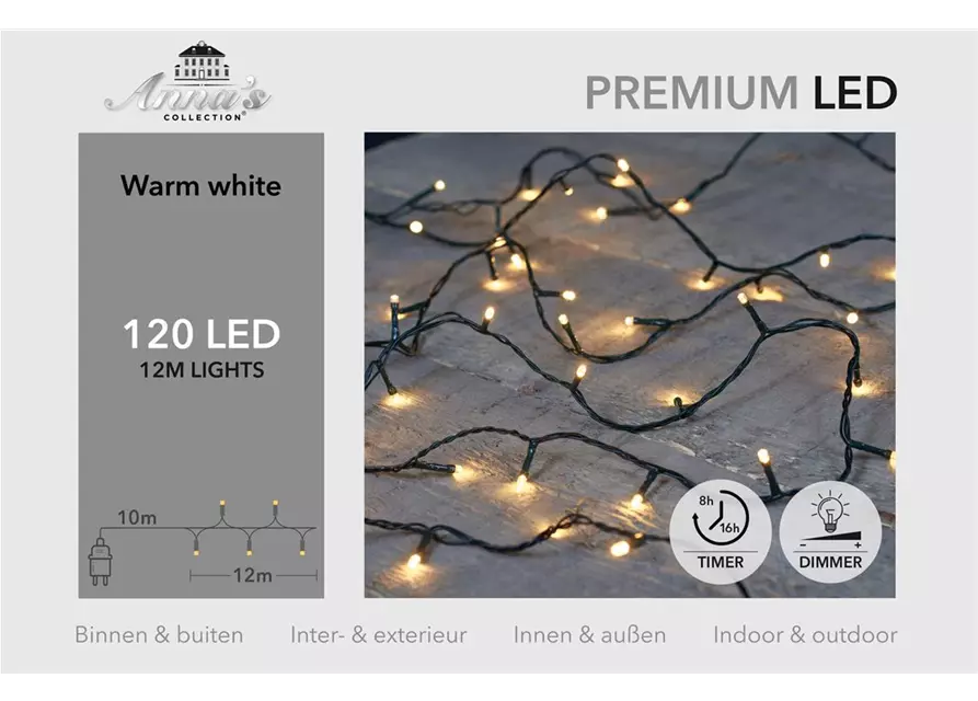 PREMIUM LED 120Lights, 12M, WARM WEISS 