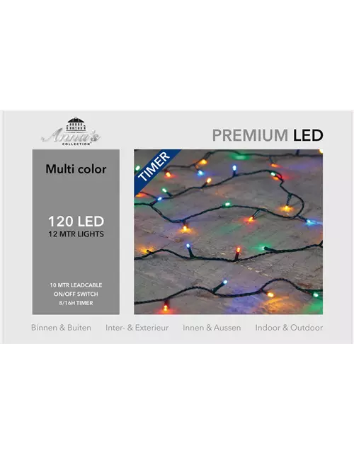 LED Kette Premium, 120Lights, 12m, bunt, für innen & außen