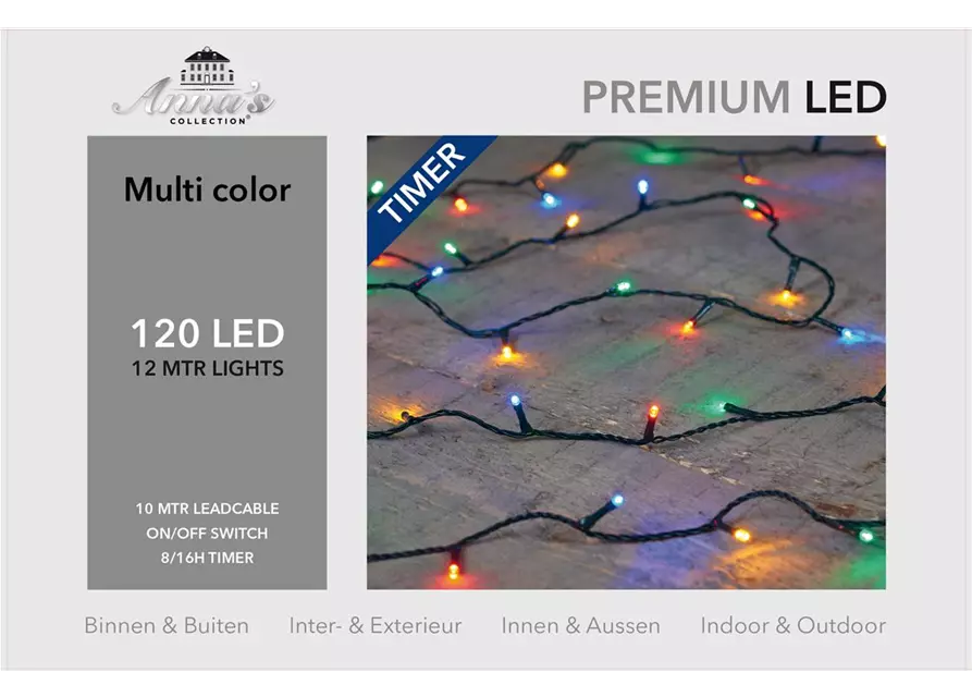 LED Kette Premium, 120Lights, 12m, bunt, für innen & außen