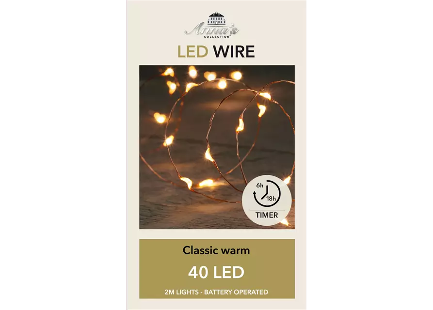 LED WIRE INDOOR KUPFERDRAHT 40LIGHTS 2m Classicwarm