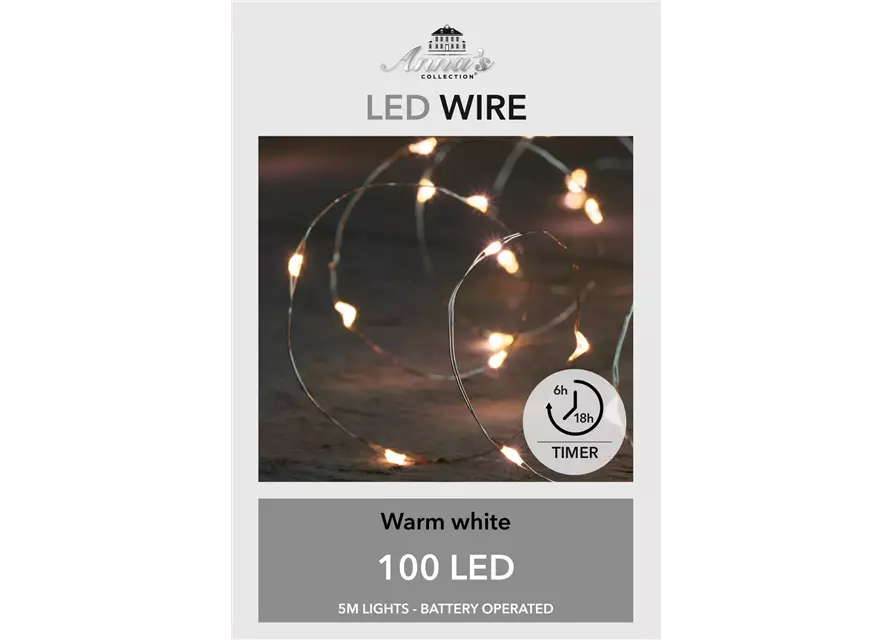 LED WIRE INDOOR SILBERDRAHT 100LIGHTS 5M LED WARM WEISS