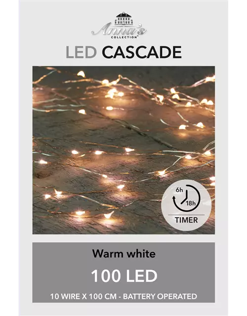 LED CASCADE SILBERDRAHT 100LIGHTS 10X1M LED WARM WEISS