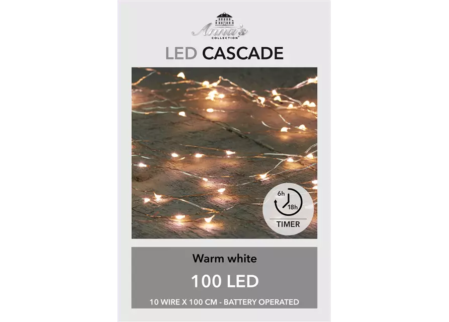 LED CASCADE SILBERDRAHT 100LIGHTS 10X1M LED WARM WEISS