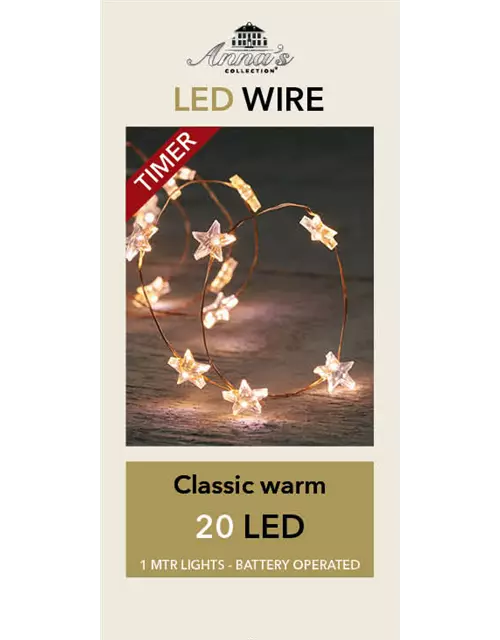 LED WIRE INDOOR KUPFERDRAHT/STERN 20LIGHTS 1M CLASSICWARM