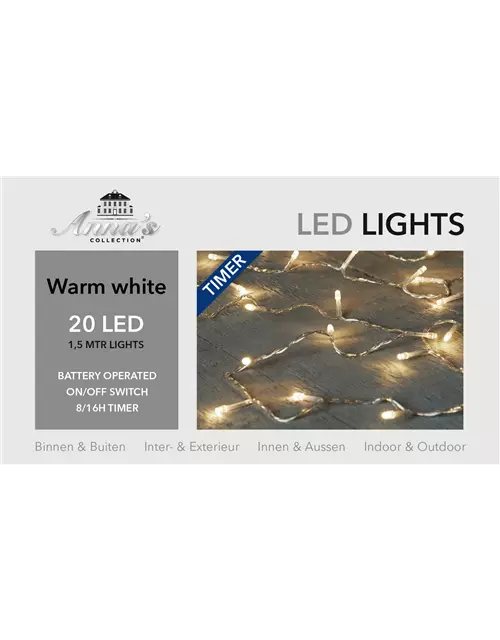 LED LIGHTS 20LIGHTS 1,5M WARM WEISS FÜR INNEN & AUSSEN