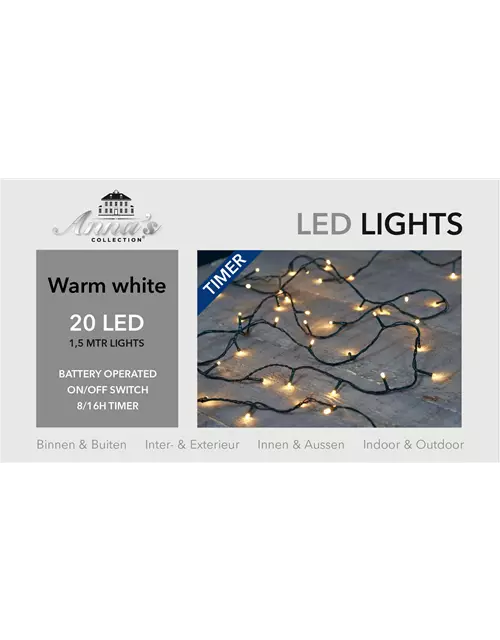 LED LIGHTS 20LIGHTS 1,5M WARM WEISS FÜR INNEN & AUSSEN