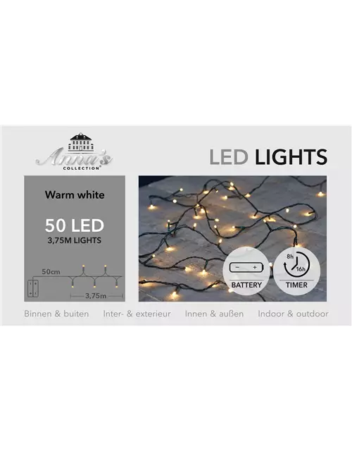 LED LIGHTS 50Lights 3,75M WARM WEISS 