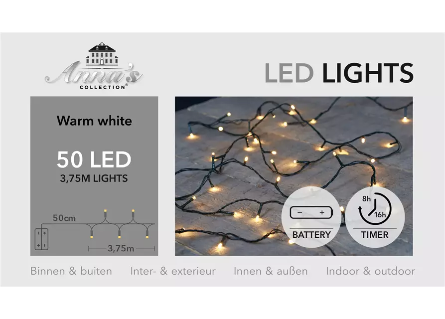 LED LIGHTS 50Lights 3,75M WARM WEISS 