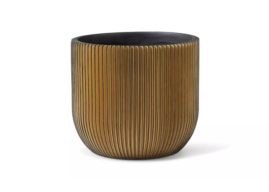 Übertopf 'Groove' ca. 15x14 cm gold schwarz