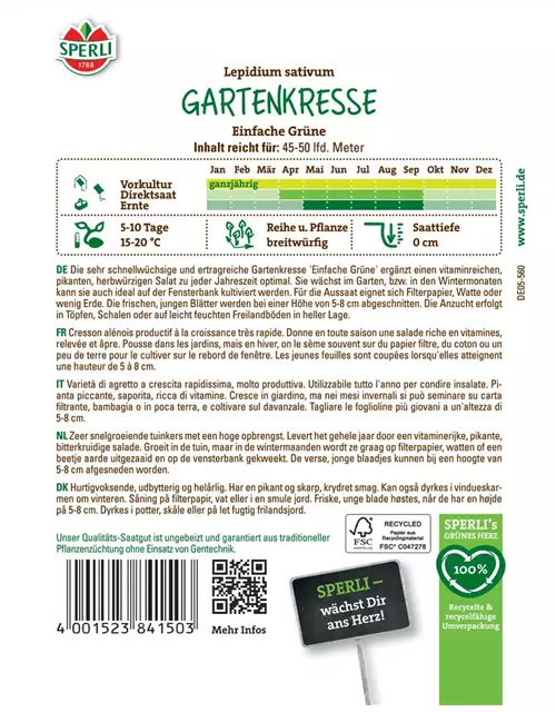 Gartenkresse 'Einfache Grüne' Maxi-Pack 50 g