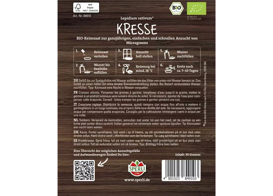 Bio Microgreen-Keimsprossen Kresse