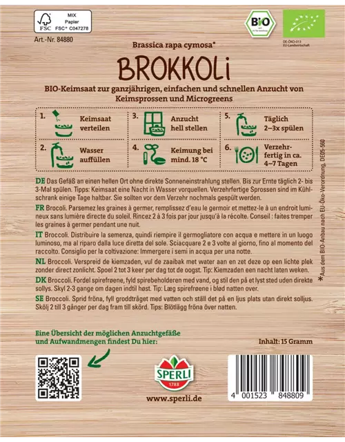 Bio Keimsprossen-Saat Brokkoli