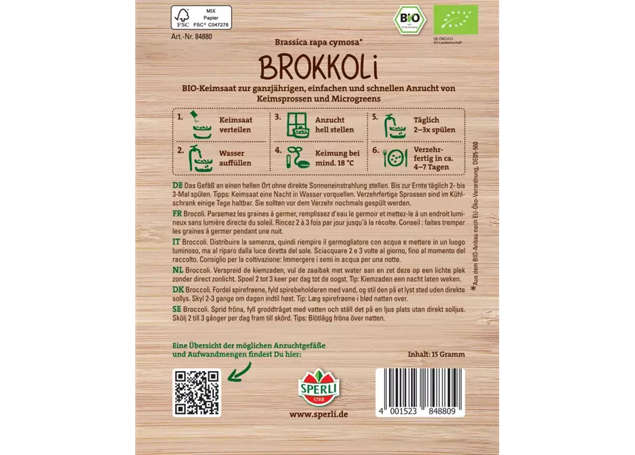 Bio Keimsprossen-Saat Brokkoli