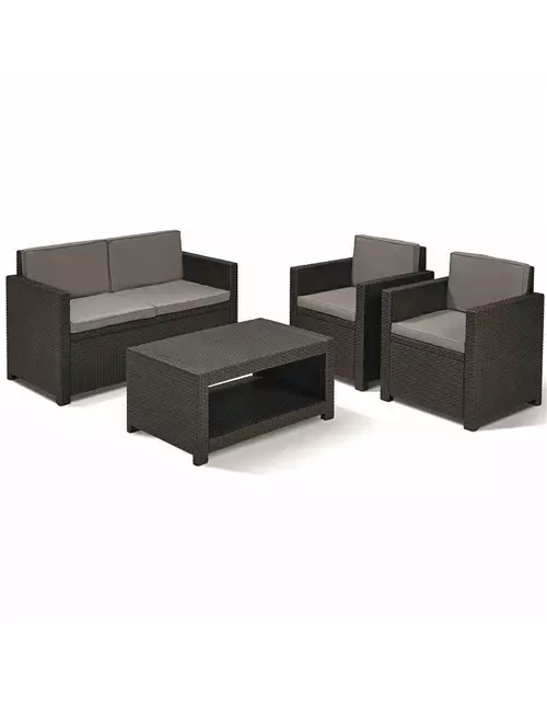 Monaco Loungeset, graphit 2Sessel,1Bank,1Tisch,Kissen