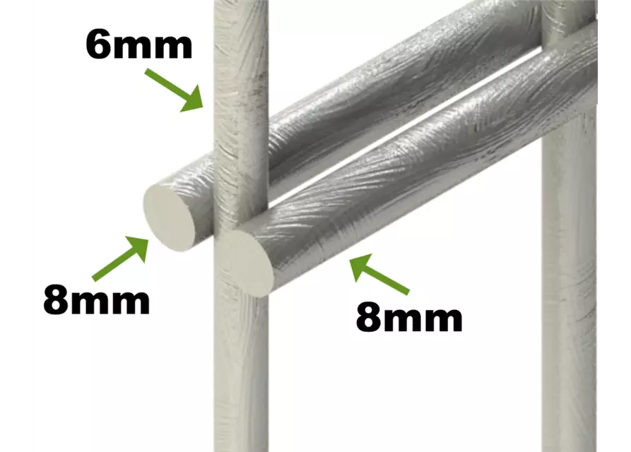 Doppelstabmattenzaun 103 x 251 cm, feuerverzinkt / silbergrau, 8/6/8, Standard