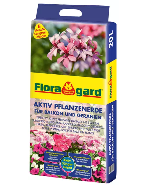 Floragard Aktiv Pflanzenerde für Balkon und Geranien