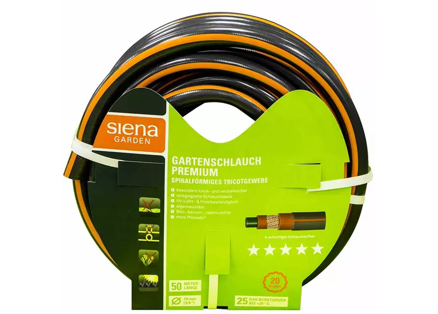 Siena Garden Gartenschlauch Premium, 19mm (3/4 Zoll) , 50m-Rolle 