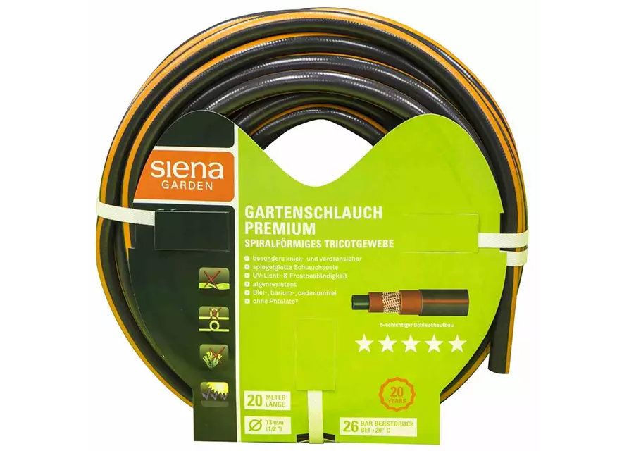 Siena Garden Gartenschlauch Premium, 12,5mm (1/2 Zoll) , 20m-Rolle 