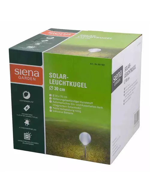 Siena Garden Solarleuchte Kugel Ø 30x66,5 cm, weiß