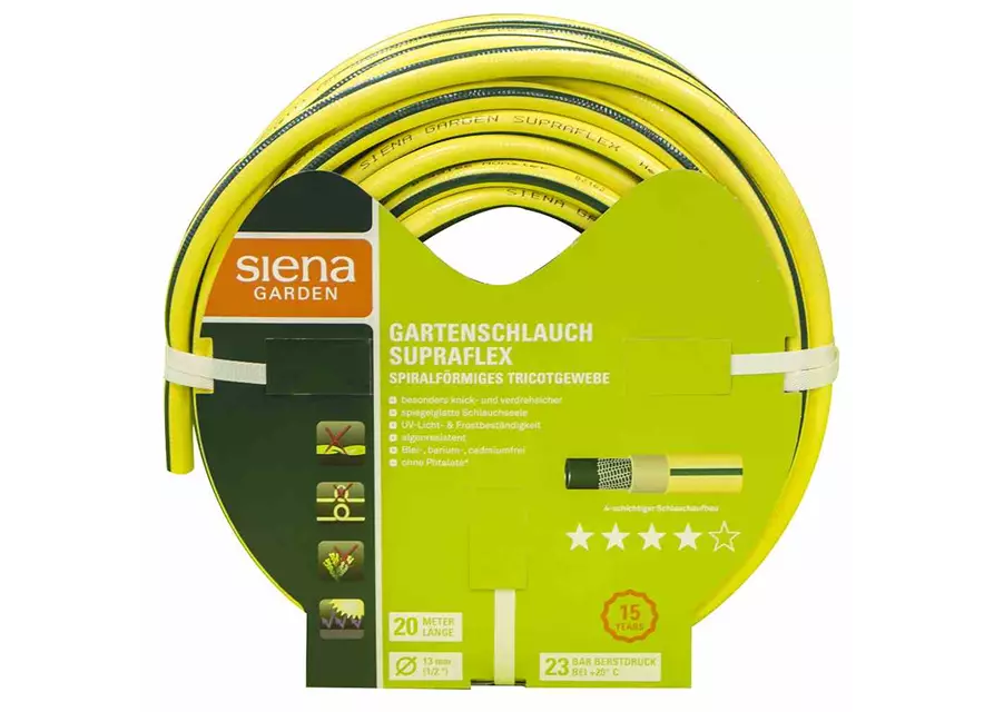 Siena Garden Gartenschlauch Supraflex, 12,5mm (1/2") , 20m-Rolle, gelb/grün