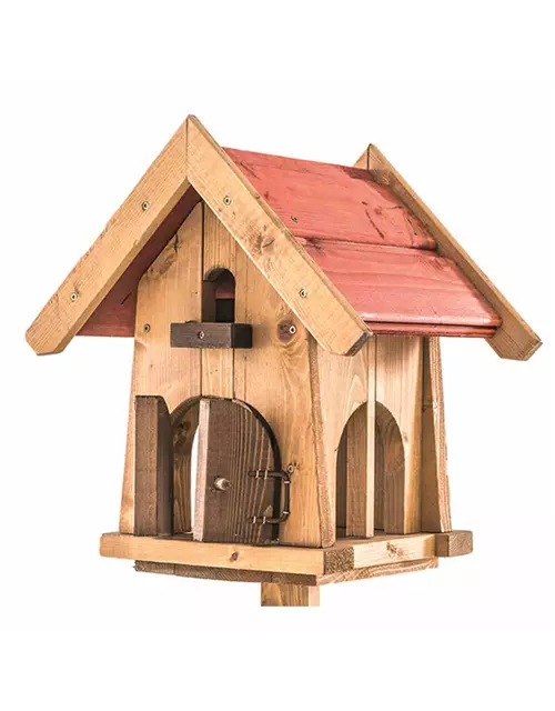 Siena Garden Vogelfutterhaus, 25x27x33 cm braun und rot Kiefernholz