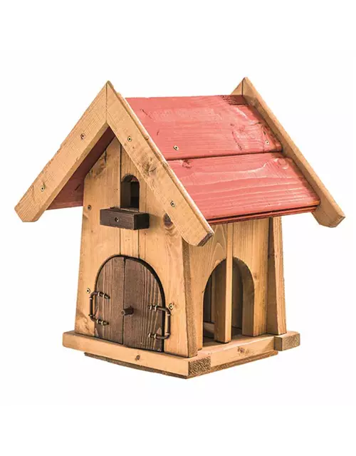 Siena Garden Vogelfutterhaus, 25x27x33 cm braun und rot Kiefernholz