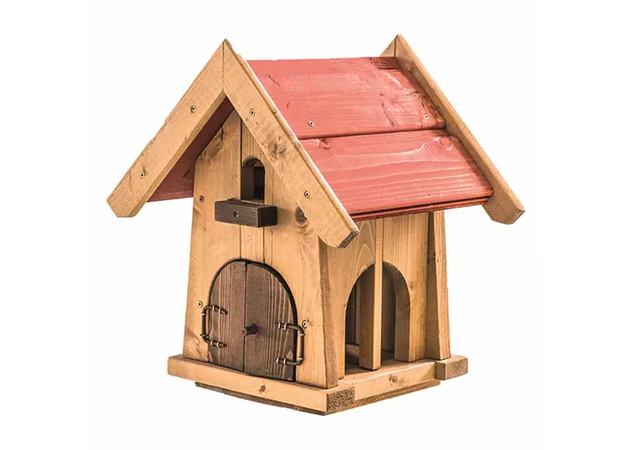 Siena Garden Vogelfutterhaus, 25x27x33 cm braun und rot Kiefernholz