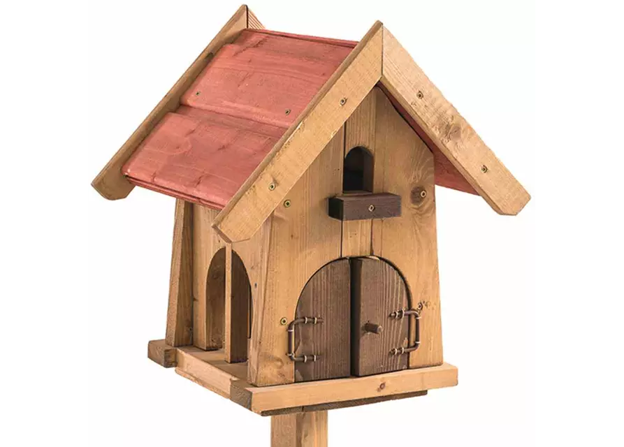 Siena Garden Vogelfutterhaus, 25x27x33 cm braun und rot Kiefernholz