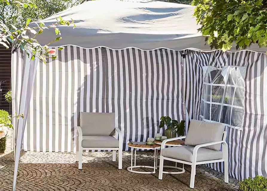 Siena Garden Faltpavillon Seitenteile 2er Set 294x191x0cm blau/weiß Polyester 