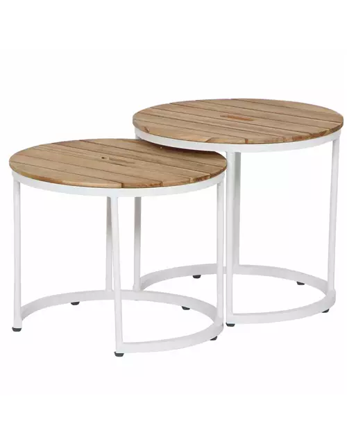 Siena Garden Baros 2er Set Beistelltische Aluminium/Teak 