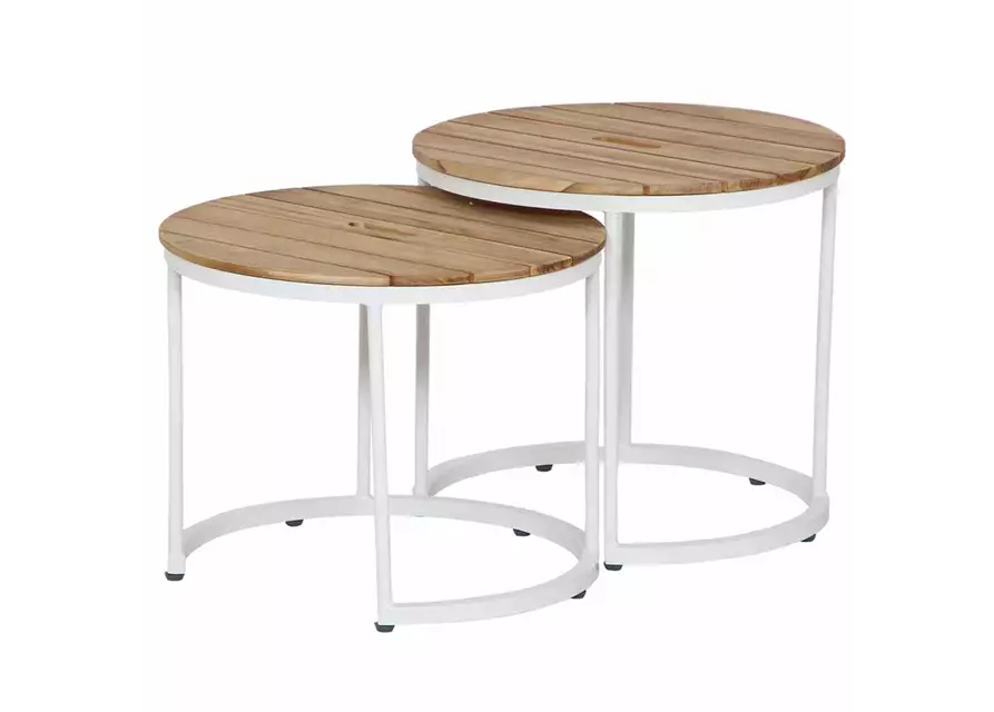 Siena Garden Baros 2er Set Beistelltische Aluminium/Teak 