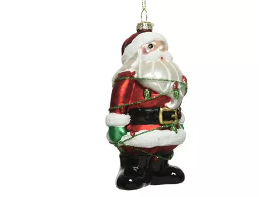 Anhänger Santa mit Lichterkette aus Glas