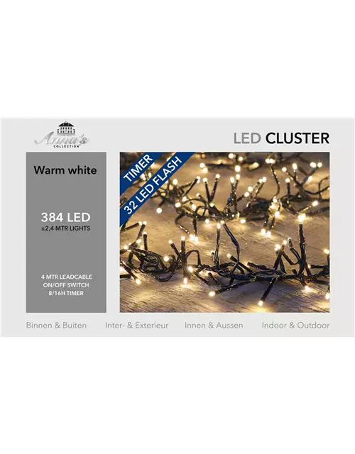 CLUSTER FLASH 384LIGHTS 2,4M LED WARM WEISS  