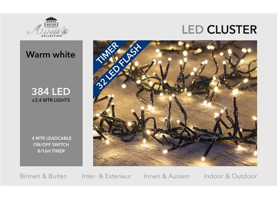 CLUSTER FLASH 384LIGHTS 2,4M LED WARM WEISS  