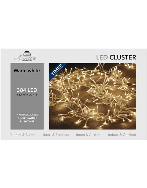 CLUSTER LIGHTS 384LIGHTS 2,4M LED WARM WEISS FÜR INNEN UND AUSSEN