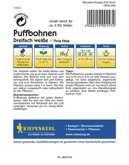 Puffbohnen Dreif. weiße