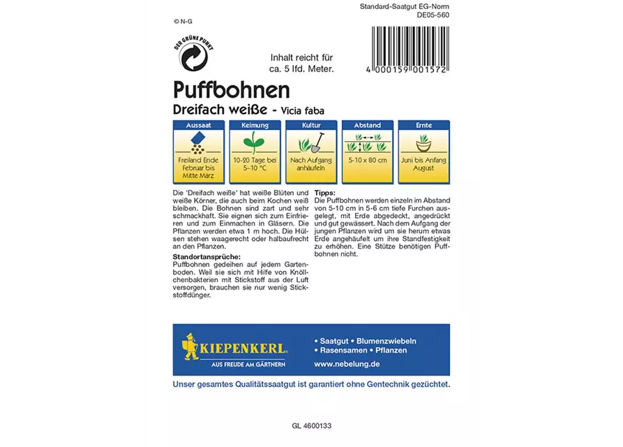 Puffbohnen Dreif. weiße