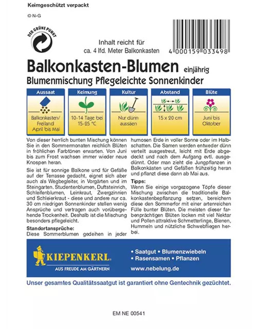 Blumenmix Pflegeleichte Sonnenkinder für Balkonkasten