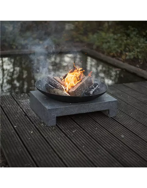 Esschert Feuerschale Granito mit eckigem Sockel