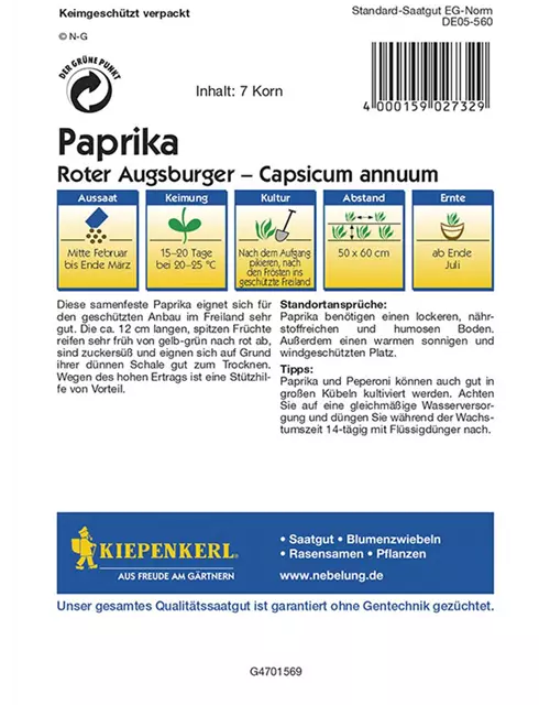 Paprika Roter Augsburger