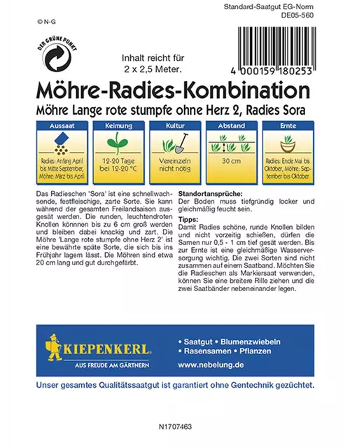 Kombination/Saatband Möhren&Radieschen