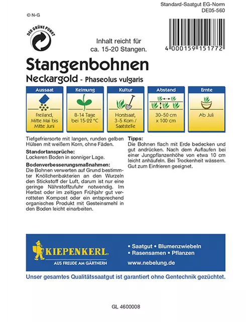 Stangenbohne Neckargold