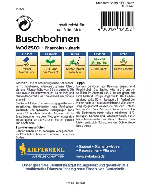 Buschbohnen Modesto