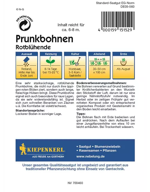 Prunkbohnen Rotblühende